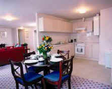 Kitchen area of self catering apartment at Queensgate in South Kensington