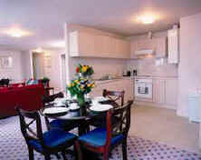 Kitchen area of self catering apartment at Queensgate in South Kensington