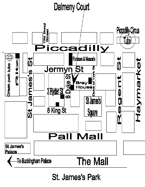 Map of location of Dalmeny Ct short term rental apartments near Piccadilly