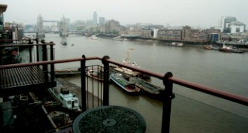 View from the balcony of the two bedroom flat on the Thames in Bermondsey